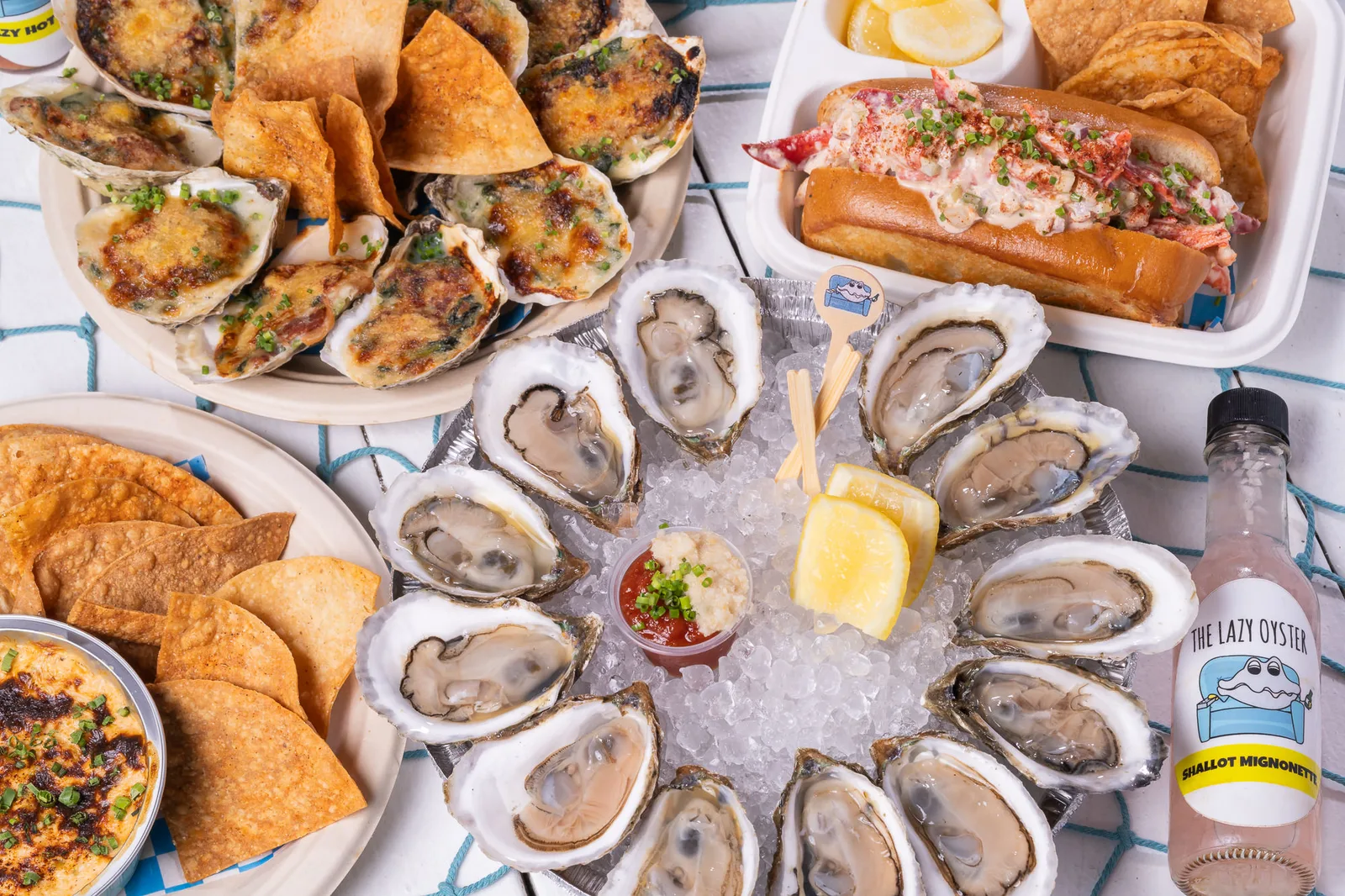 Fresh dozen oysters on ice from The Lazy Oyster